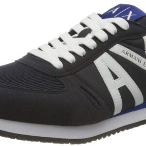 A|X Armani Exchange Men's Low-top Sneakers, Navy + Optical White, 11