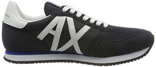 A|X Armani Exchange Men's Low-top Sneakers, Navy + Optical White, 11