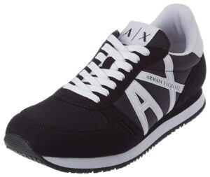 a | x armani exchange men's lace up logo sneaker, black + white, 11