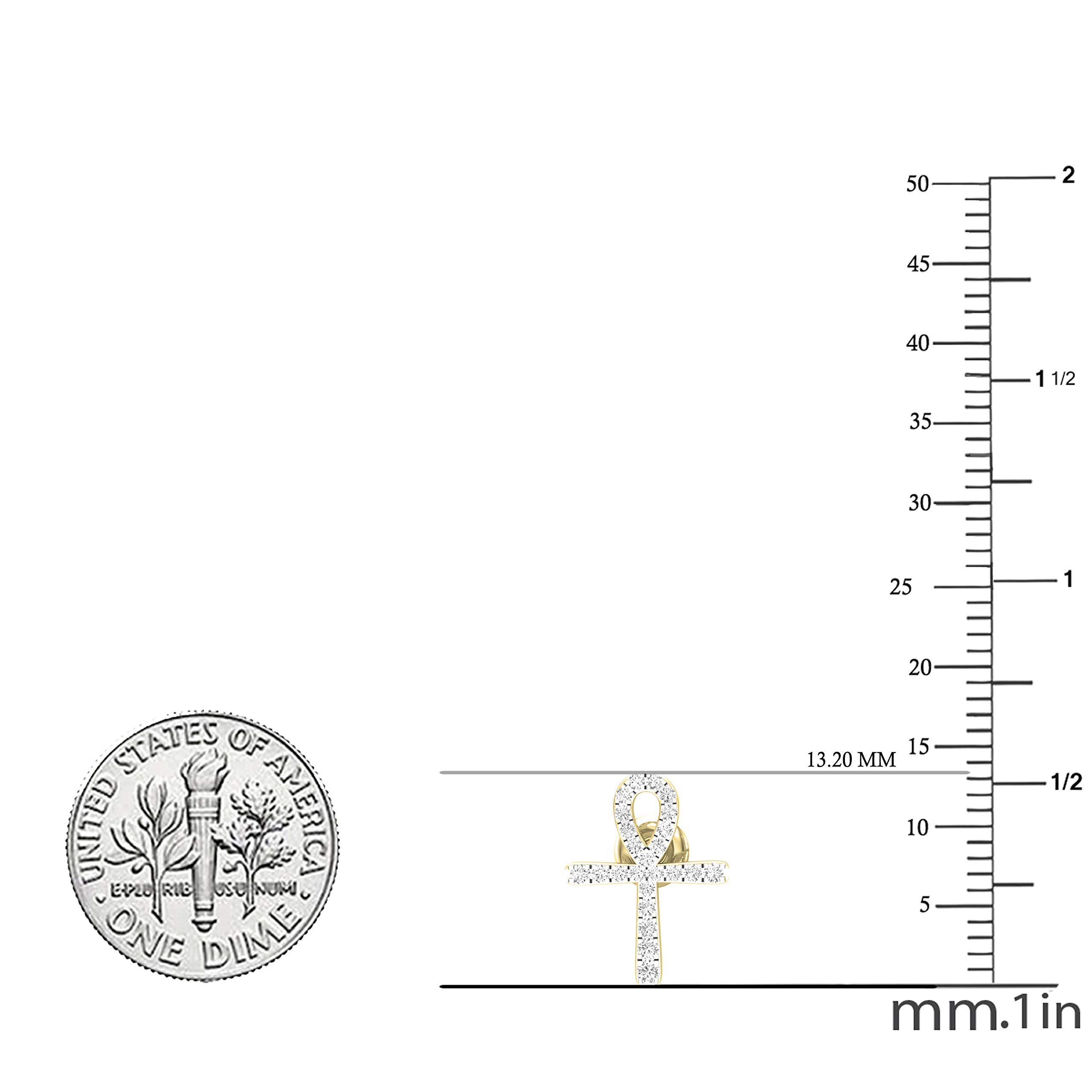 Dazzlingrock Collection - 0.25 Carat (ctw) Round White Diamond Ladies Ankh Cross Stud Earrings 1/4 CT, 10K Yellow Gold