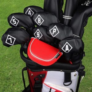 BIG TEETH Golf Head Covers Mallet Putter Cover Fit for Odessey Backstryke Center Shaft Putter (Red)