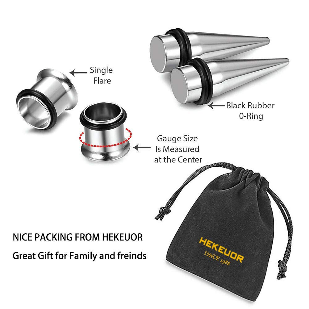 HEKEUOR 9mm Steel Ear Stretching Kit 2 Steel Tapers 2 Steel Tunnels Size Between 0g(8mm) And 00g(10mm)