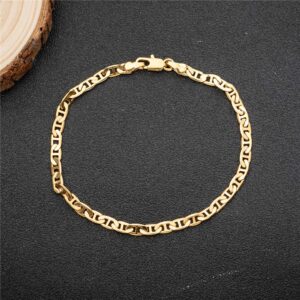 kelistom 18K Gold Plated Mariner Chain Anklet for Women & Teen Girls, 9 inches (Gold)