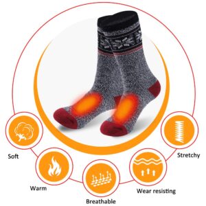 Sunew Thick Thermal Hunting Socks, Womens Winter Warm Heavy Fur Line Boot Skiing Cold Indoor Thick Insulated Heated Crew Slipper Outdoors Fuzzy Hiking Trekking Socks,2 Pack Grey Medium