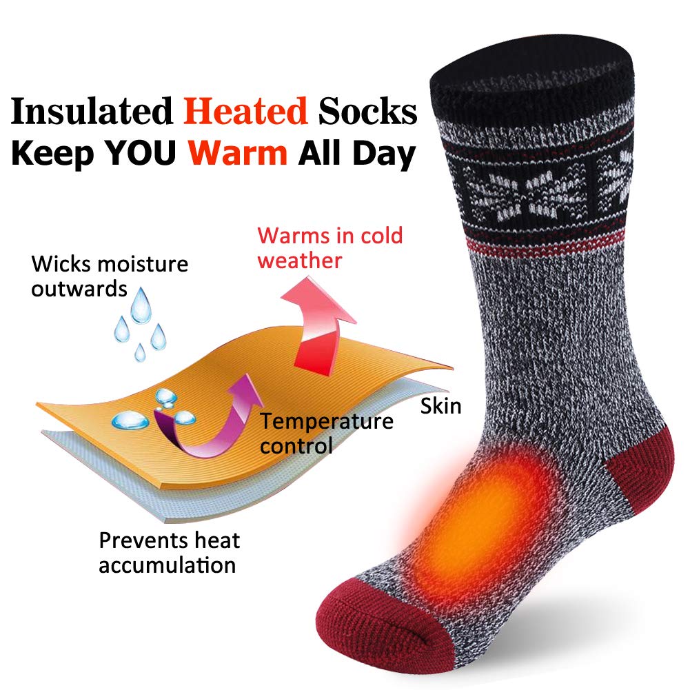 Sunew Thick Thermal Hunting Socks, Womens Winter Warm Heavy Fur Line Boot Skiing Cold Indoor Thick Insulated Heated Crew Slipper Outdoors Fuzzy Hiking Trekking Socks,2 Pack Grey Medium