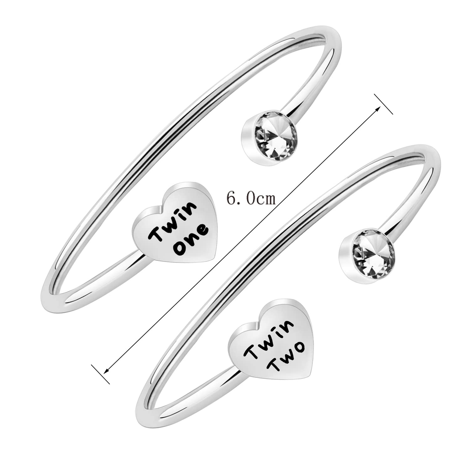 Gzrlyf Twin Cuff Bracelets Twin One Twin Two Jewelry Twin Gifts for Twins (Cuff Bracelet Set)