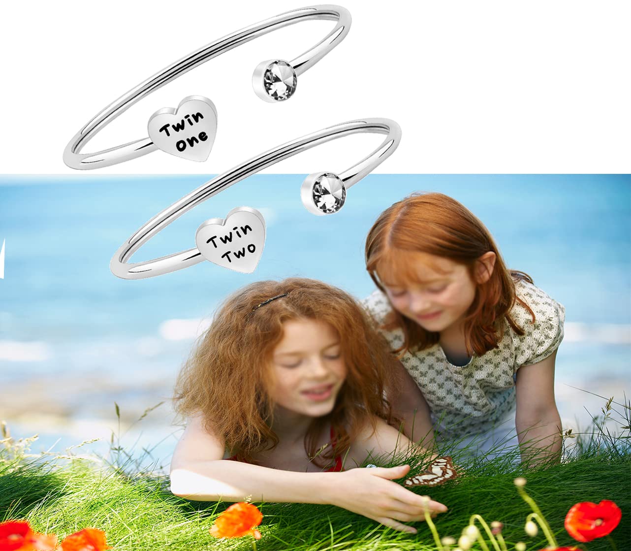 Gzrlyf Twin Cuff Bracelets Twin One Twin Two Jewelry Twin Gifts for Twins (Cuff Bracelet Set)