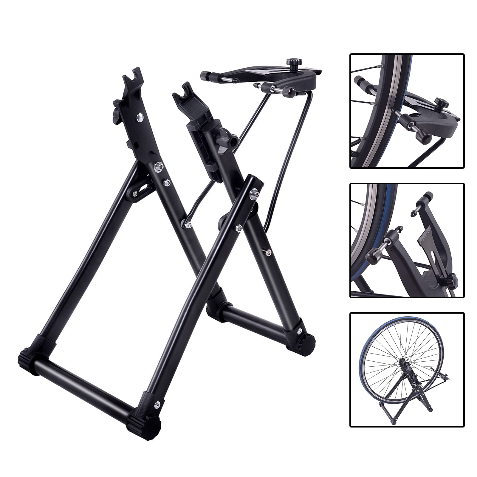 Cross Land Wheel Holder Bicycle Wheel Maintenance Wheel Truing Stand, Bike/Bicycle Tire Truing Stand, Foldable Home Mechanic Truing Stand Suitable for 16" - 29" 700C Wheels, Professional Bicycle Rim