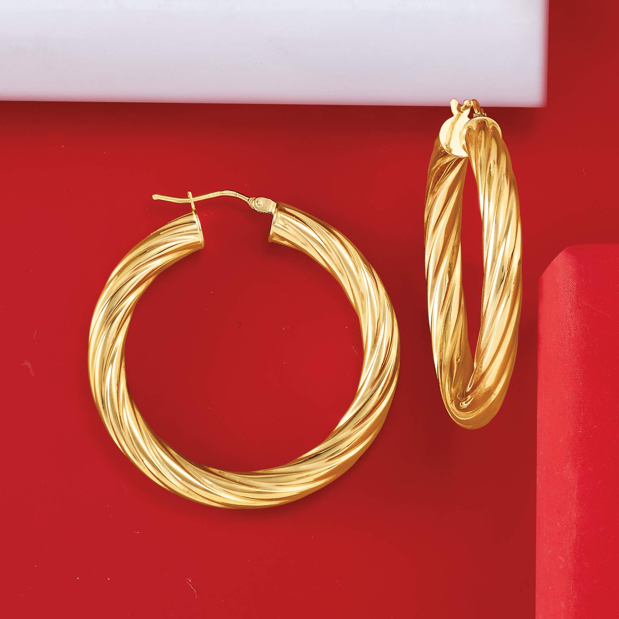 Ross-Simons Italian 14kt Yellow Gold Twisted Hoop Earrings