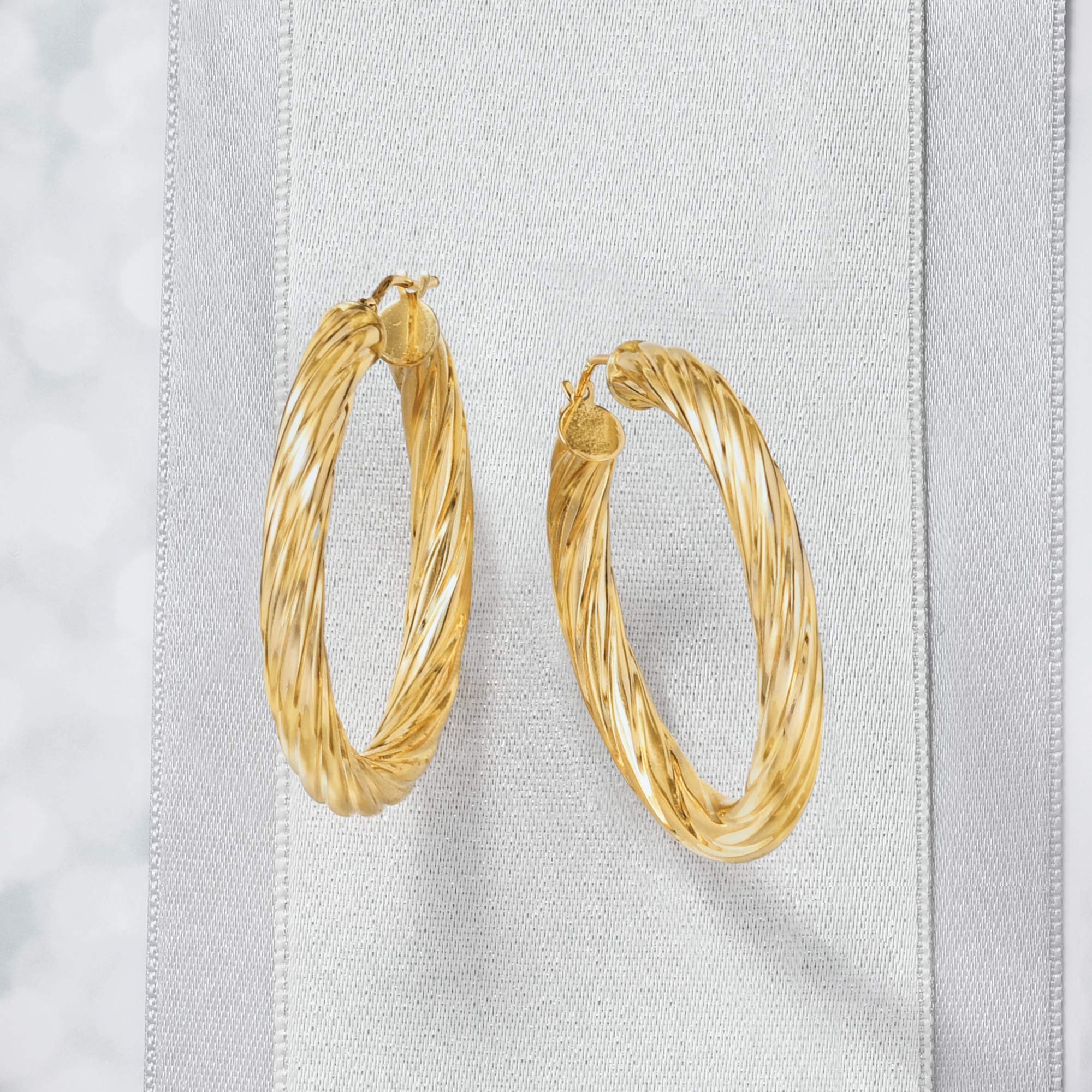 Ross-Simons Italian 14kt Yellow Gold Twisted Hoop Earrings