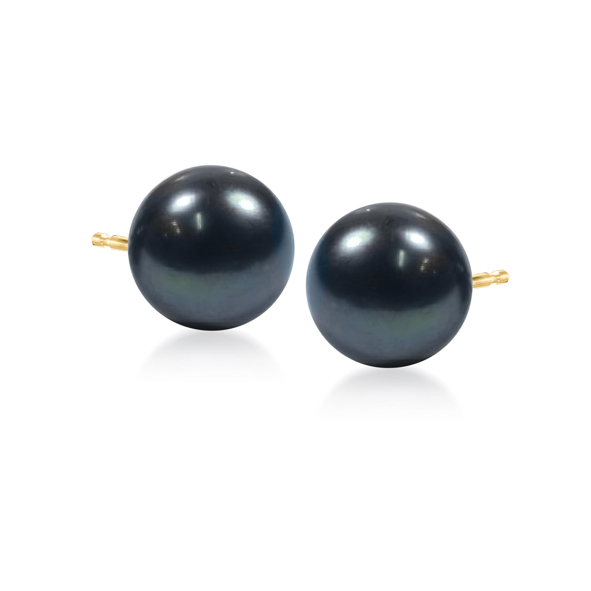 Ross-Simons 10-11mm Black Peacock Cultured Pearl Stud Earrings in 14kt Yellow Gold