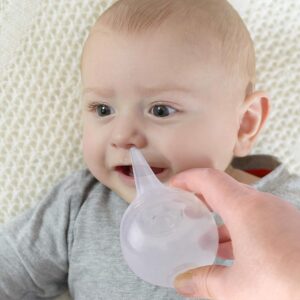 Innovo Hospital Grade Silicone Twister Bulb Baby Ear Syringe and Nasal Aspirator, Sucks Snot and Mucus, Nasal Bulb Ear Syringe, Cleanable and Reusable Clear White