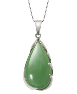 belacqua sterling silver natural jade teardrop necklace pendant