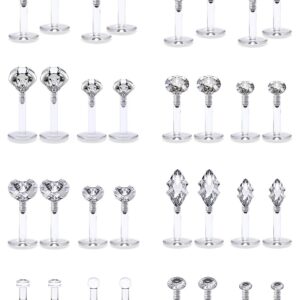 Lcolyoli 32PCS 16G Forward Helix Tragus Cartilage Earring Studs Push Top Labret Monroe Lip Ring Retainer 8MM Barbell Body Piercing Jewelry for Women Men Girls