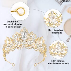 TOCESS Gold Crown Tiara for Women Wedding Crystal Rhinestone Tiara Queen Princess Crown for Bride Bridal Lady, Hair Accessories for Costume Party Prom Quinceanera Birthday, Ideal Gift for Women (Gold)