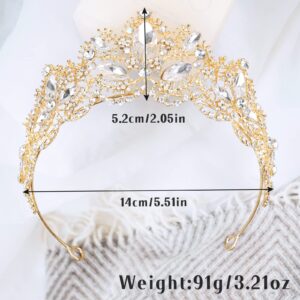 TOCESS Gold Crown Tiara for Women Wedding Crystal Rhinestone Tiara Queen Princess Crown for Bride Bridal Lady, Hair Accessories for Costume Party Prom Quinceanera Birthday, Ideal Gift for Women (Gold)