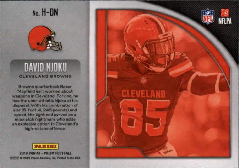 2019 Painin Prizm Hype #3 David Njoku Cleveland Browns Official NFL Football Trading Card in Raw (NM or Better) Condition