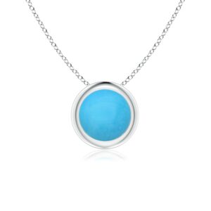 Angara Natural Turquoise Solitaire Pendant Necklace for Women in Sterling Silver (Grade-AAA | 6mm) Jewelry Gift for Her | Birthday | Wedding | Anniversary