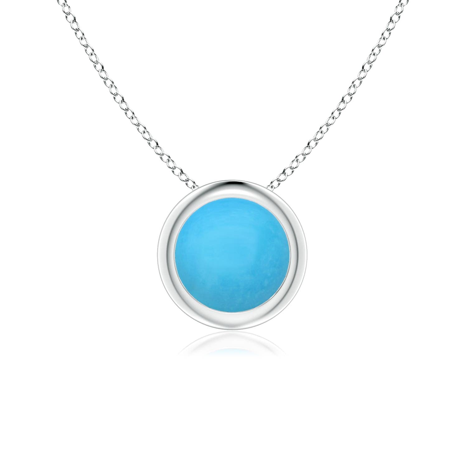 Angara Natural Turquoise Solitaire Pendant Necklace for Women in Sterling Silver (Grade-AAA | 6mm) Jewelry Gift for Her | Birthday | Wedding | Anniversary