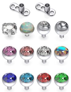 scerring 14g dermal piercing jewelry anchor tops and base titanium microdermals piercing for women men opal cz ball 2mm 14pcs