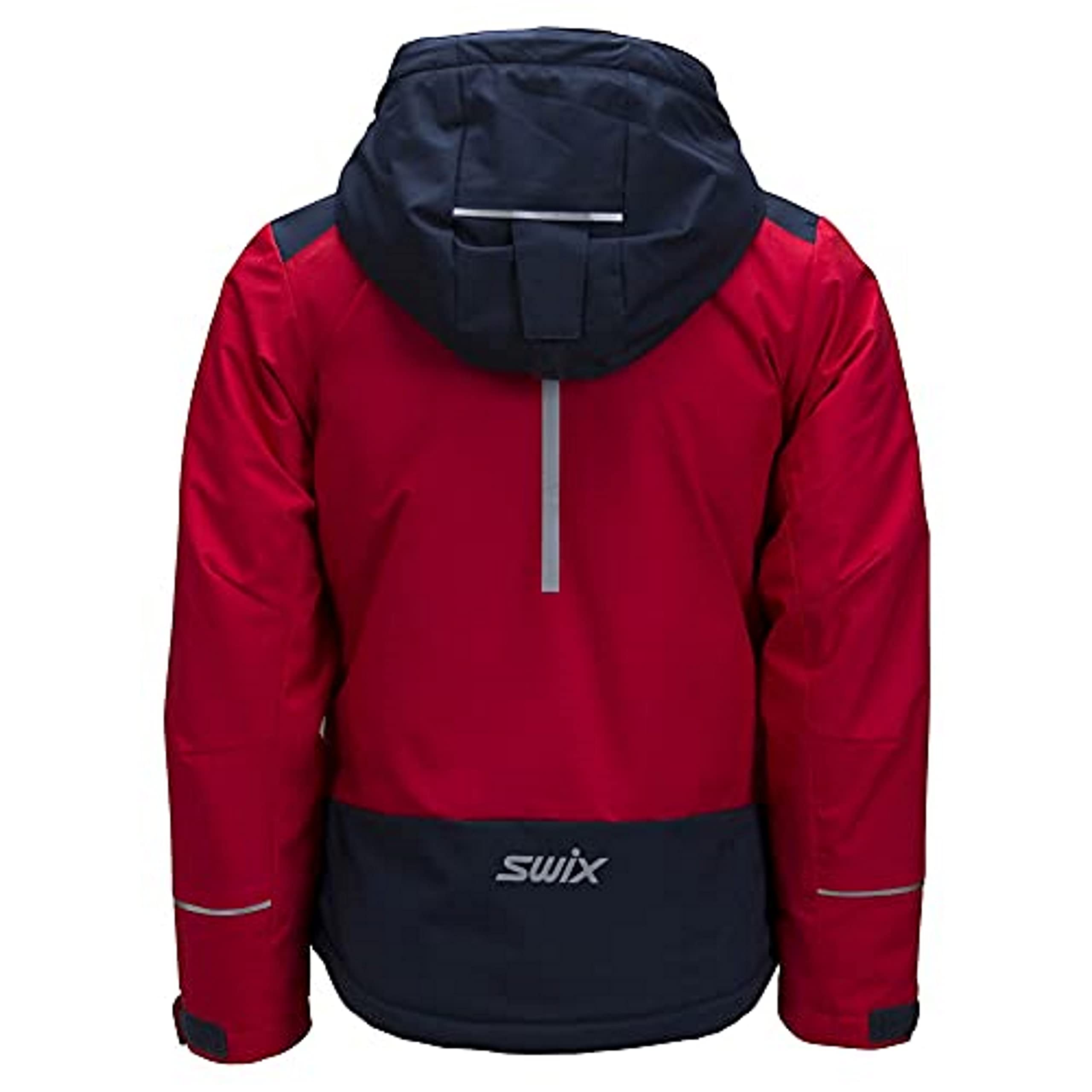 Swix Boys' Junior Rookie Windproof Waterproof Breathable Insulated Hooded Ski Jacket, Red, 10-12 Years