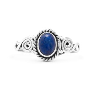 koral jewelry oval lapis lazuli spiral sides small ring 925 sterling silver vintage tribal gipsy boho (9)