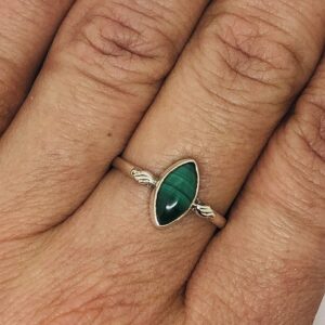 Koral Jewelry Marquise Malachite Ethnic Delicate Ring 925 Sterling Silver Vintage Tribal Gipsy Boho Look (8)