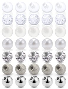 prjndjw 35pcs replacement ball for body jewelry stainless steel clear acrylic crystal cz ball for 16g piercing bar barbell studs parts diameter 5mm