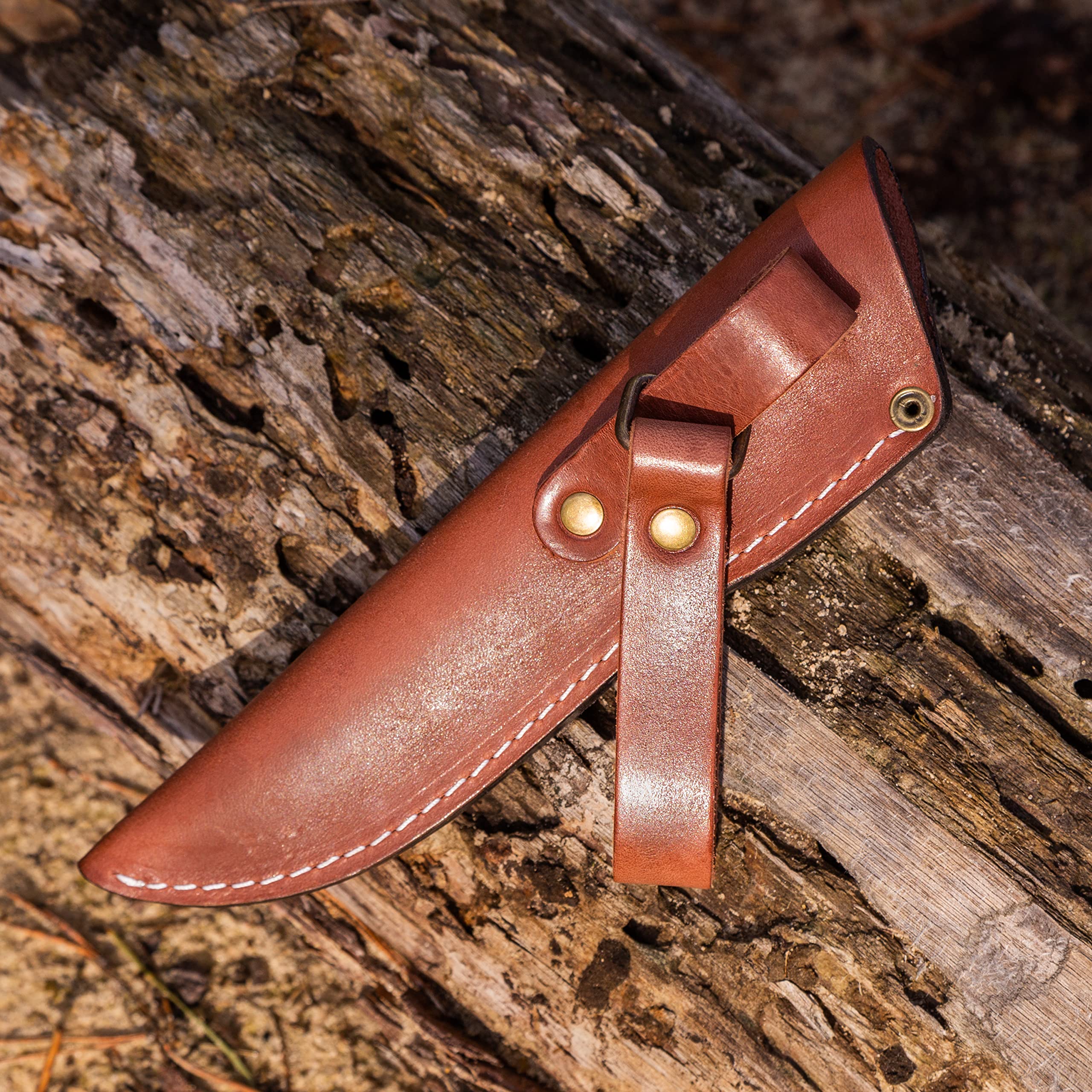 BPS Knives Belt Knife Sheath - Leather Sheath for Fixed Blade Knife - Outdoor, Hunting, Bushcraft, Camping Fixed Blade Knives - Leather Case with Belt Loop Clip