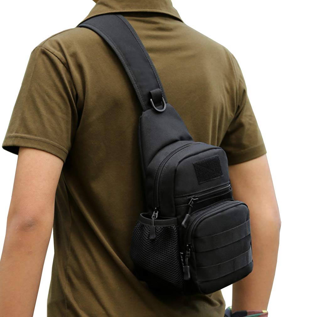 Nylon Tactical Sling Bag Crossbody Backpack for Men Women Outdoor Travel Camping Casual Shoulder Chest Bags Day Pack Hunting Hiking Daypack Black