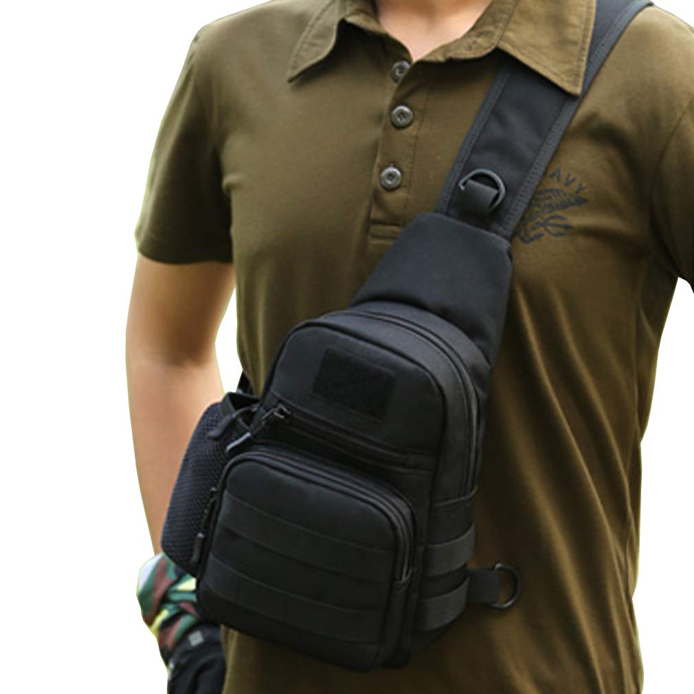 Nylon Tactical Sling Bag Crossbody Backpack for Men Women Outdoor Travel Camping Casual Shoulder Chest Bags Day Pack Hunting Hiking Daypack Black