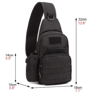 Nylon Tactical Sling Bag Crossbody Backpack for Men Women Outdoor Travel Camping Casual Shoulder Chest Bags Day Pack Hunting Hiking Daypack Black