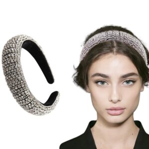 milylove Rhinestone Crystal Diamond Headbands for Women Fashionable Handmade Wide Hair Hoops Beaded Bling HairBand Hair Accessories