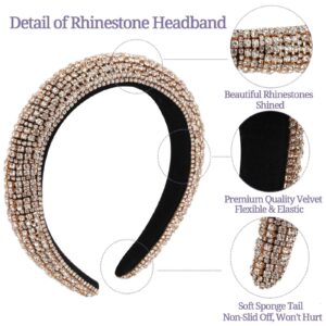 milylove Rhinestone Crystal Diamond Headbands for Women Fashionable Handmade Wide Hair Hoops Beaded Bling HairBand Hair Accessories