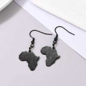 Black Stainless Steel Africa Map Earrings Vintage Minimalist African Map Dangle Earrings Halloween Jewelry for Women