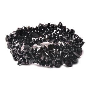 shop lc delivering joy black tourmaline chips bracelet for women stretch jewelry gifts for women birthday gifts