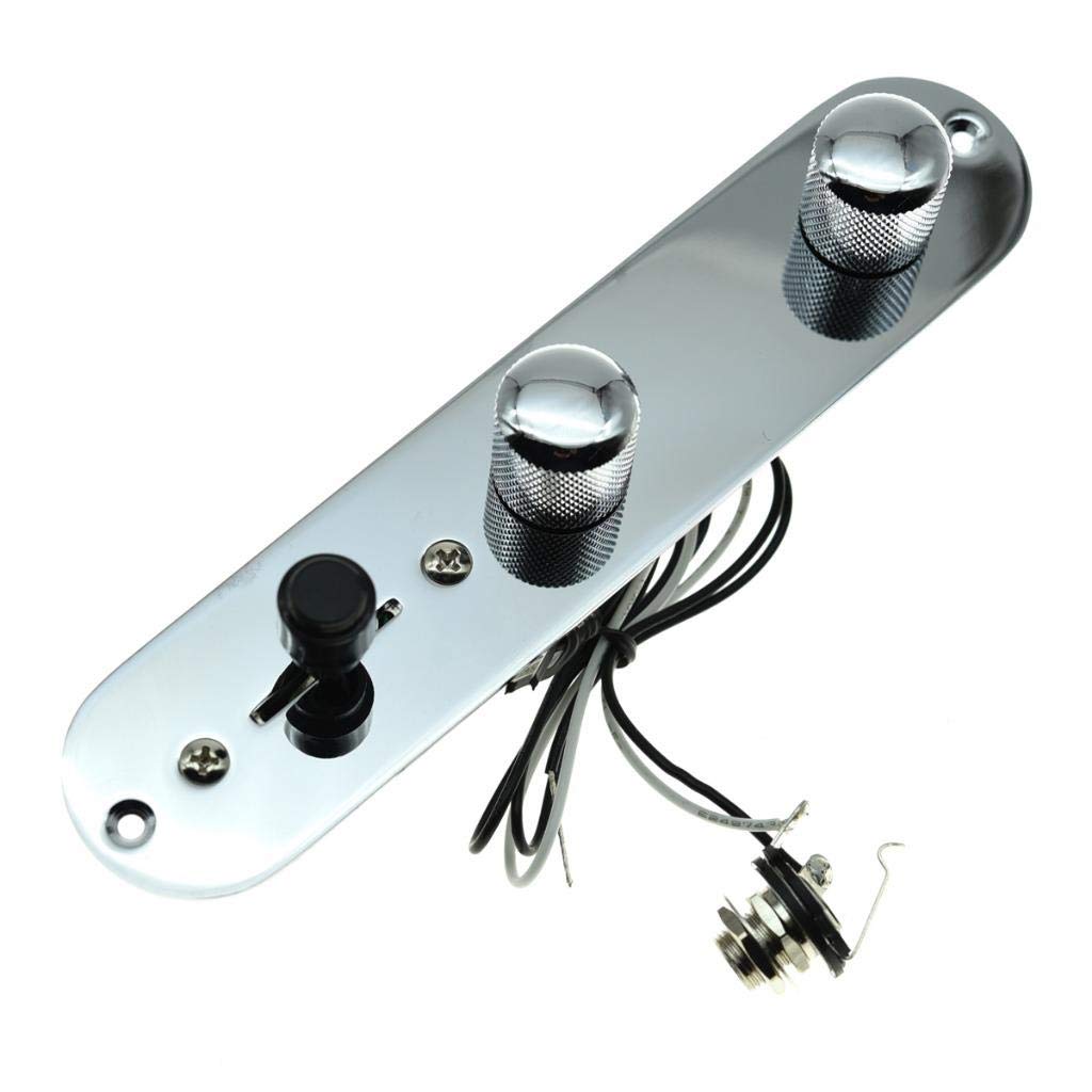 KAISH Fully Loaded Control Plate Pre-Wired 3-Way Control Plate with Wiring Harness for Tele/Telecaster Chrome