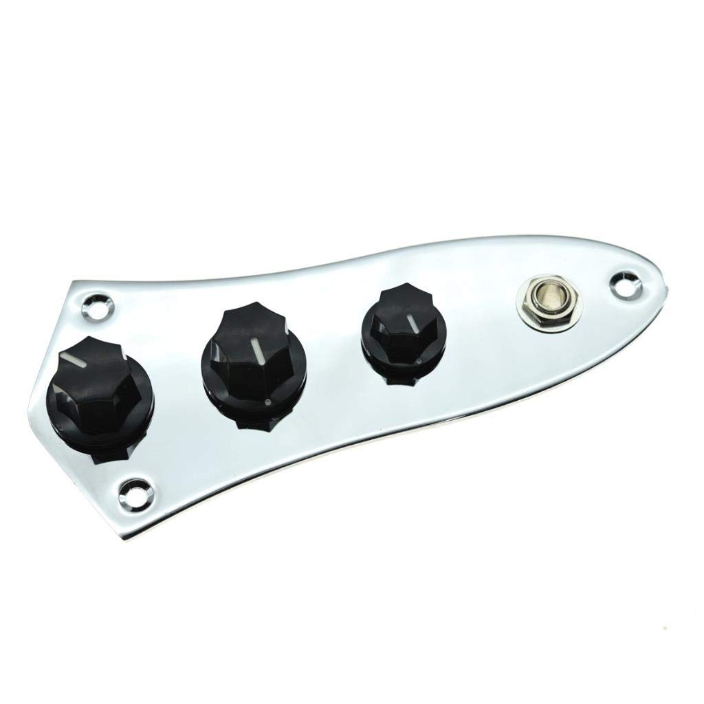 KAISH Fully Loaded Control Plate Pre-Wired Control Plate with Wiring Harness for Jazz J Bass Chrome