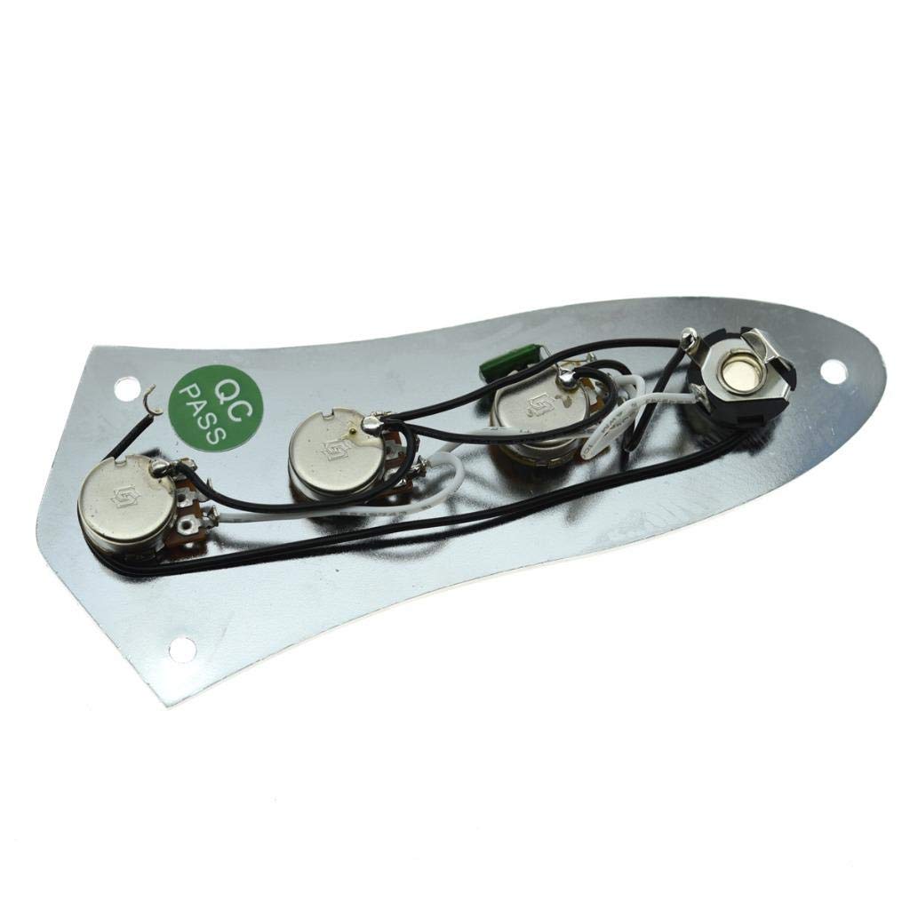 KAISH Fully Loaded Control Plate Pre-Wired Control Plate with Wiring Harness for Jazz J Bass Chrome