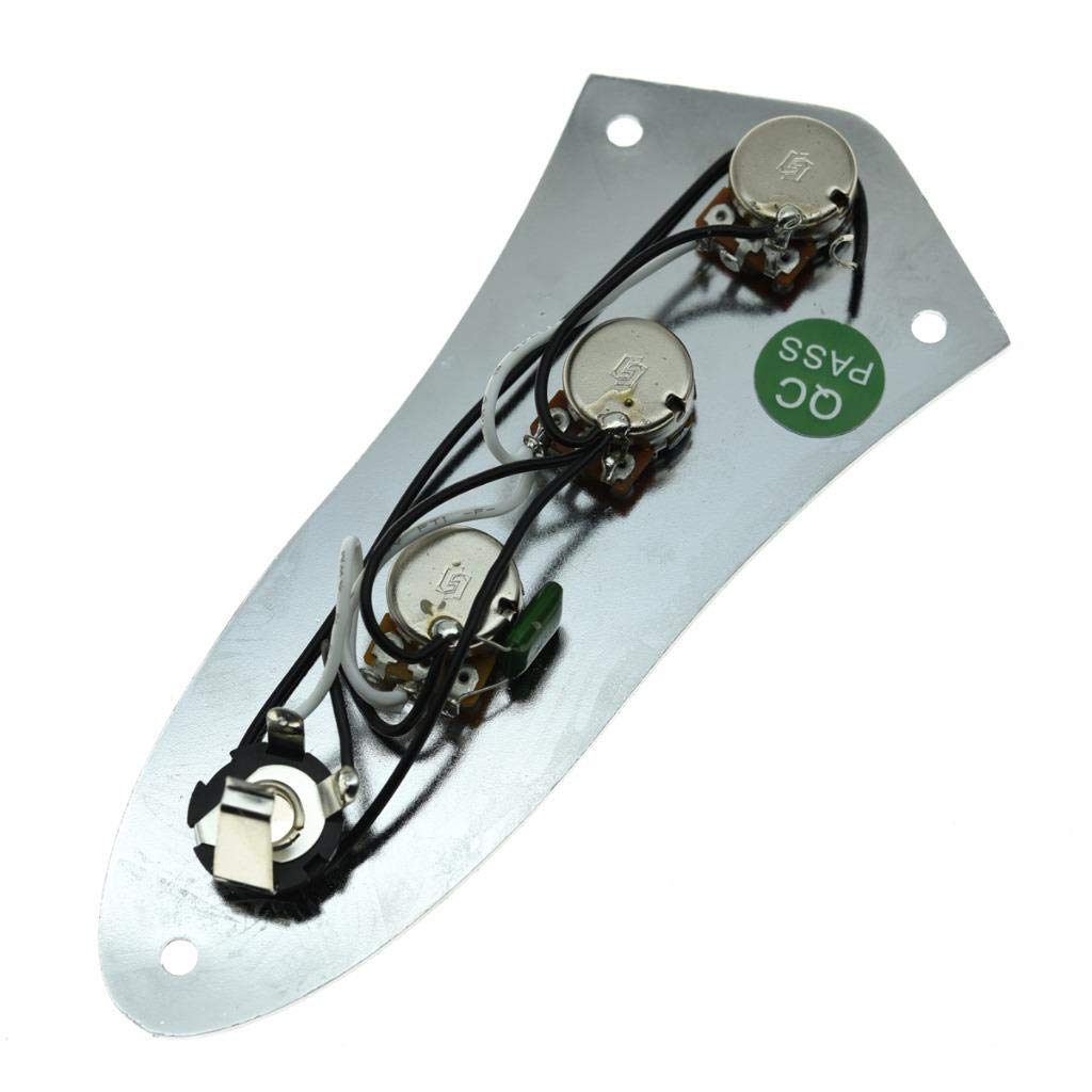 KAISH Fully Loaded Control Plate Pre-Wired Control Plate with Wiring Harness for Jazz J Bass Chrome