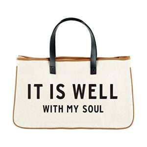 creative brands faithworks-inspirational large canvas and leather tote, 20, it is well