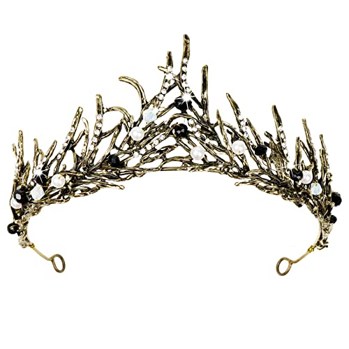 TOCESS Black Crown Tiara for Women Goth Vintage Queen Princess Baroque Crown for Girls, Ideal Gift for Costume Show Party Prom Birthday Halloween