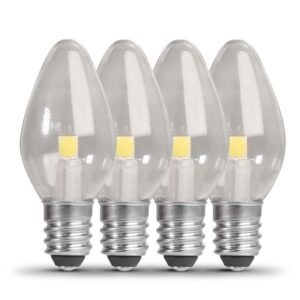 feit electric bp7c7/850/led/4 0.6w 7w equivalent 30 lumen candelabra base led c7 night light bulb, 2.1" h x 0.9" d, 5000k (daylight), 4 piece