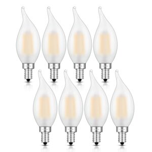 crlight 6w led candelabra bulb 3200k soft white, 65w equivalent 650lm dimmable, e12 base led light bulbs, vintage edison style ca11 candle flame tip frosted glass chandelier bulbs, 8 pack