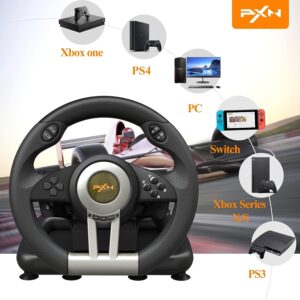 PXN Racing Wheel - Gaming Steering Wheel for PC, V3II 180 Degree Driving Wheel Volante PC Universal Usb Car Racing with Pedal for PS4, PC, PS3,Xbox Series X|S, Xbox One