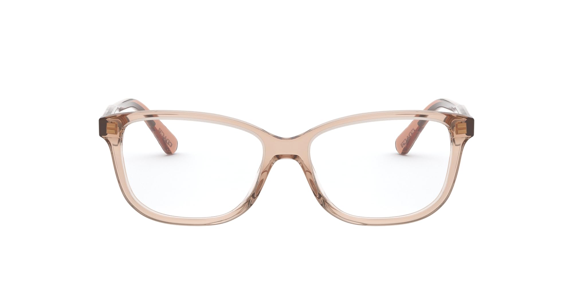 Coach HC6143 Prescription Eyewear Frames, Transparent Peach/Demo Lens, 52 mm