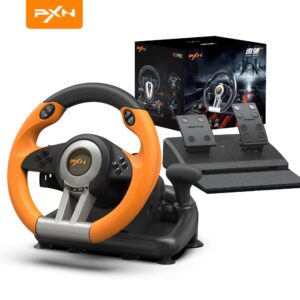 pxn racing wheel - gaming steering wheel for pc, v3ii 180 degree driving wheel volante pc universal usb car racing with pedal for ps4, pc, ps3,xbox series x|s, xbox one