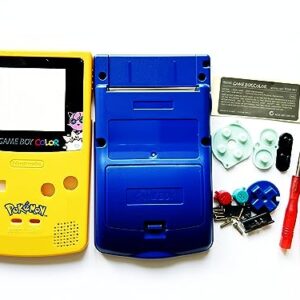 JMXLDS Replacement Full Housing Shell Case Cover Pack with Screwdriver Buttons for Game boy Color GBC Repair Part-Yellow&Blue.