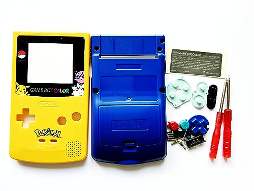 JMXLDS Replacement Full Housing Shell Case Cover Pack with Screwdriver Buttons for Game boy Color GBC Repair Part-Yellow&Blue.