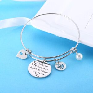 Aunt Bracelet From Niece Nephew Bangle Bracelet Gifts For Auntie Niece Jewelry Aunt Bangle Niece Bracelet (Style A - The Love Between an Aunt & Niece Is Forever)